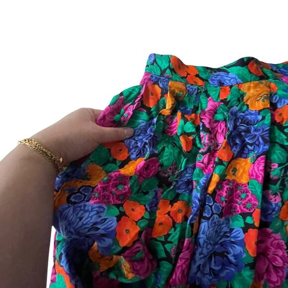 JH Collectibles Midi Skirt Floral Bright Colorful Pockets Dopamine VTG 80s 10 - Picture 8 of 9